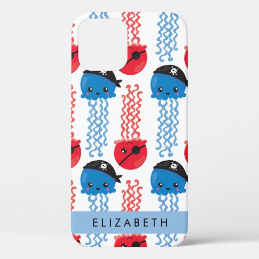 Pirate Jellyfish, Jellyfish Pattern, Jouw naam Case-Mate iPhone Case (Achterkant)