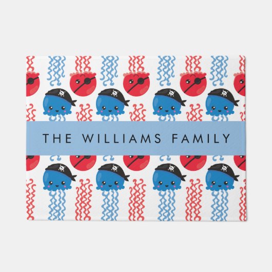 Pirate Jellyfish, Jellyfish Pattern, Jouw naam Deurmat (Voorkant)