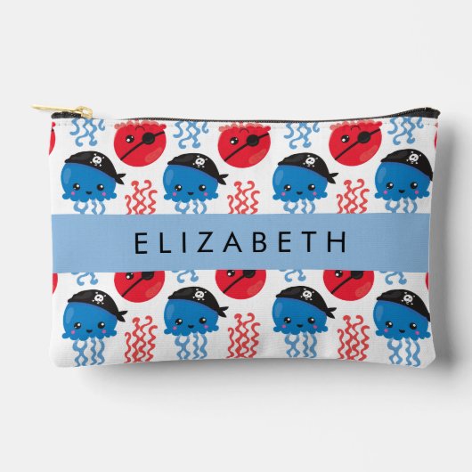 Pirate Jellyfish, Jellyfish Pattern, Jouw naam Etui (Voorkant)