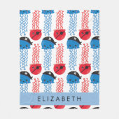 Pirate Jellyfish, Jellyfish Pattern, Jouw naam Fleece Deken (Voorkant)