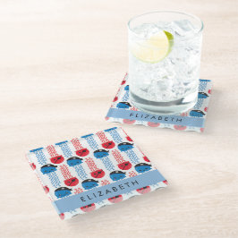 Pirate Jellyfish, Jellyfish Pattern, Jouw naam Glazen Onderzetter