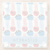 Pirate Jellyfish, Jellyfish Pattern, Jouw naam Glazen Onderzetter (Achterkant)