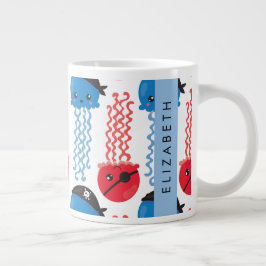 Pirate Jellyfish, Jellyfish Pattern, Jouw naam Grote Koffiekop
