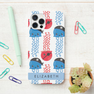 Pirate Jellyfish, Jellyfish Pattern, Jouw naam iPhone 12 Pro Hoesje