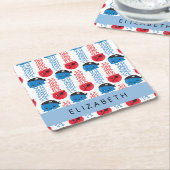 Pirate Jellyfish, Jellyfish Pattern, Jouw naam Kartonnen Onderzetters (Schuin)