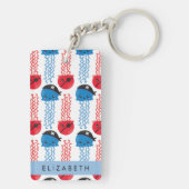 Pirate Jellyfish, Jellyfish Pattern, Jouw naam Key Sleutelhanger (achterkant)