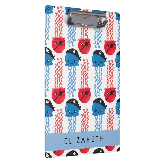 Pirate Jellyfish, Jellyfish Pattern, Jouw naam Klembord (Rechts)