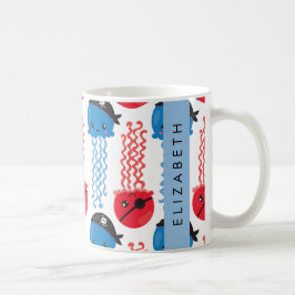 Pirate Jellyfish, Jellyfish Pattern, Jouw naam Koffiemok