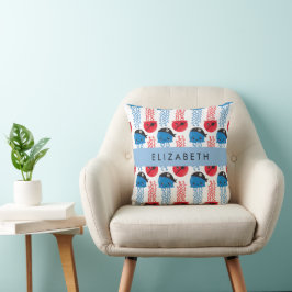 Pirate Jellyfish, Jellyfish Pattern, Jouw naam Kussen