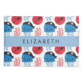 Pirate Jellyfish, Jellyfish Pattern, Jouw naam Kussensloop (Achterkant)