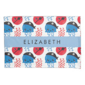 Pirate Jellyfish, Jellyfish Pattern, Jouw naam Kussensloop (Voorkant)