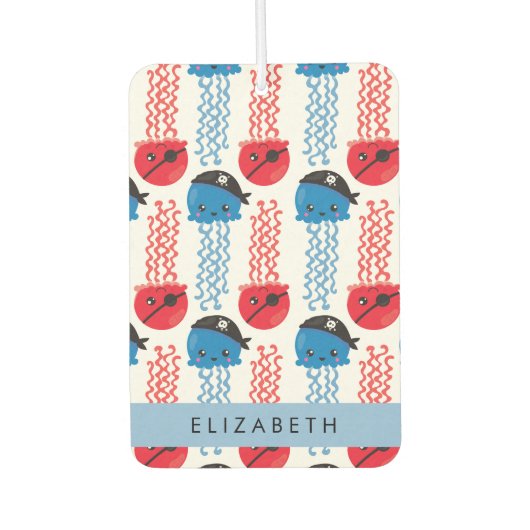 Pirate Jellyfish, Jellyfish Pattern, Jouw naam Luchtverfrisser (Voorkant)