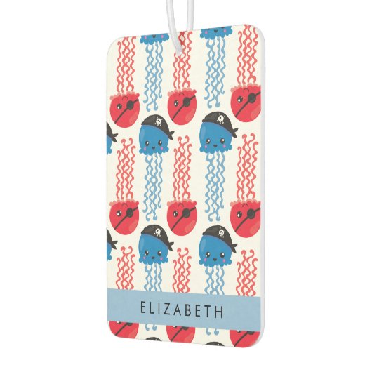 Pirate Jellyfish, Jellyfish Pattern, Jouw naam Luchtverfrisser (Links)