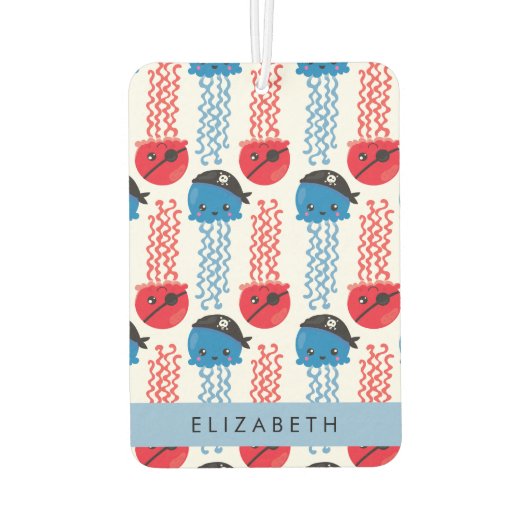 Pirate Jellyfish, Jellyfish Pattern, Jouw naam Luchtverfrisser (Achterkant)