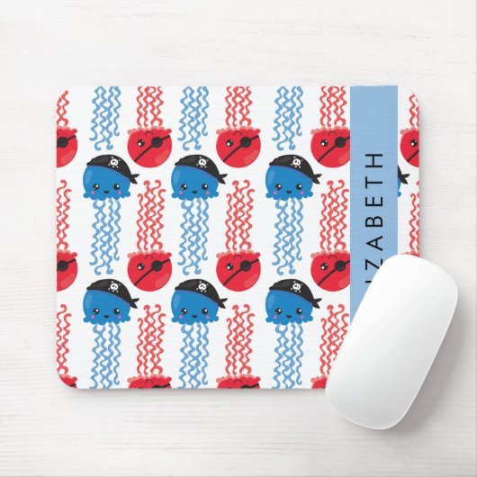 Pirate Jellyfish, Jellyfish Pattern, Jouw naam Muismat (Met muis)