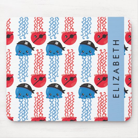 Pirate Jellyfish, Jellyfish Pattern, Jouw naam Muismat (Voorkant)