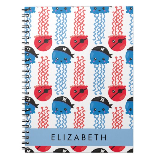 Pirate Jellyfish, Jellyfish Pattern, Jouw naam Notitieboek (Voorkant)