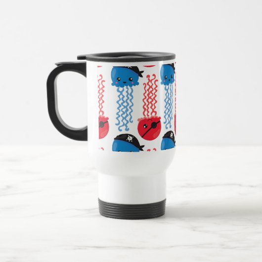 Pirate Jellyfish, Jellyfish Pattern, Jouw naam Reisbeker (Links)