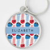 Pirate Jellyfish, Jellyfish Pattern, Jouw naam Sleutelhanger (Voorkant)