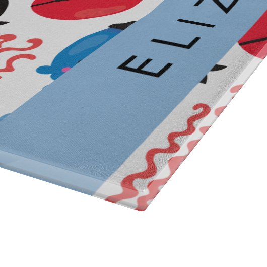 Pirate Jellyfish, Jellyfish Pattern, Jouw naam Snijplank (Hoek)