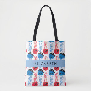 Pirate Jellyfish, Jellyfish Pattern, Jouw naam Tote Bag