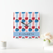 Pirate Jellyfish, Jellyfish Pattern, Jouw naam Vierkante Klok (Huis)