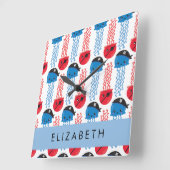 Pirate Jellyfish, Jellyfish Pattern, Jouw naam Vierkante Klok (Hoek)