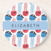 Pirate Jellyfish, Jellyfish Pattern, Jouw naam Zandsteen Onderzetter (Voorkant)