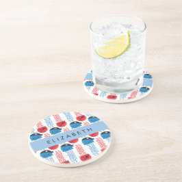 Pirate Jellyfish, Jellyfish Pattern, Jouw naam Zandsteen Onderzetter