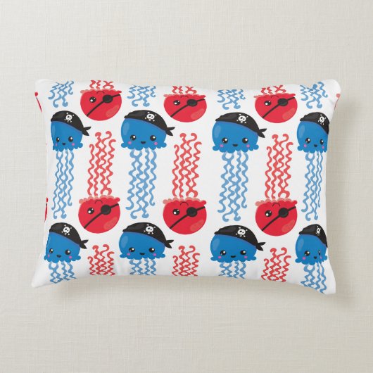 Pirate Jellyfish, kwallen Pattern, Zee Animals Accent Kussen (Achterkant)