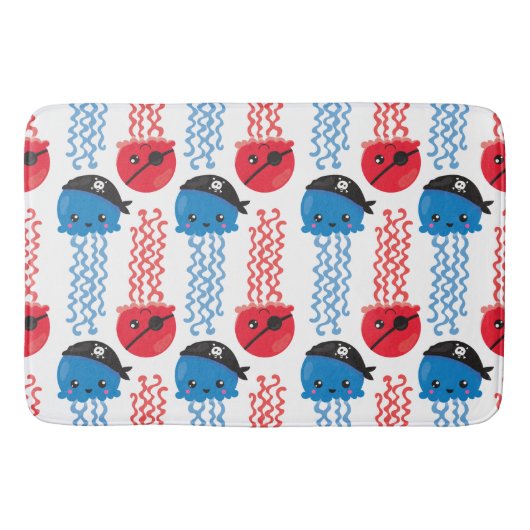Pirate Jellyfish, kwallen Pattern, Zee Animals Badmat (Voorkant)