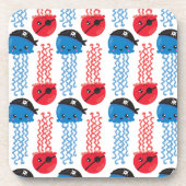 Pirate Jellyfish, kwallen Pattern, Zee Animals Bier Onderzetter (Voorkant)