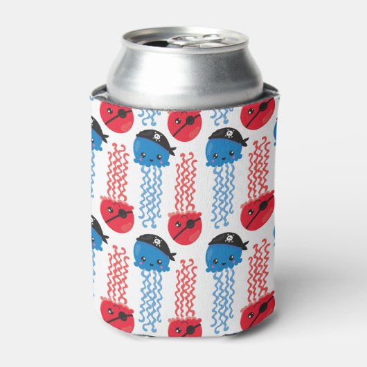 Pirate Jellyfish, kwallen Pattern, Zee Animals Blikjeskoeler (Blikje Voorkant)
