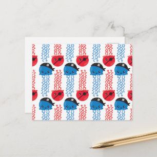 Pirate Jellyfish, kwallen Pattern, Zee Animals Briefkaart