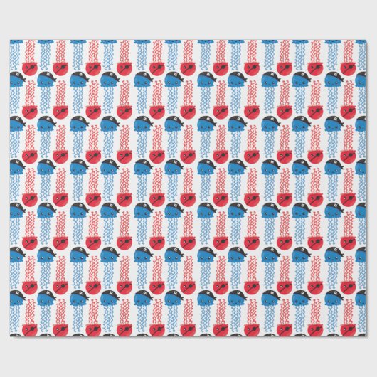 Pirate Jellyfish, kwallen Pattern, Zee Animals Cadeaupapier (Vlak)