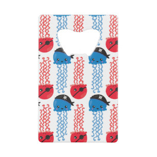 Pirate Jellyfish, kwallen Pattern, Zee Animals Creditkaart Flessenopener