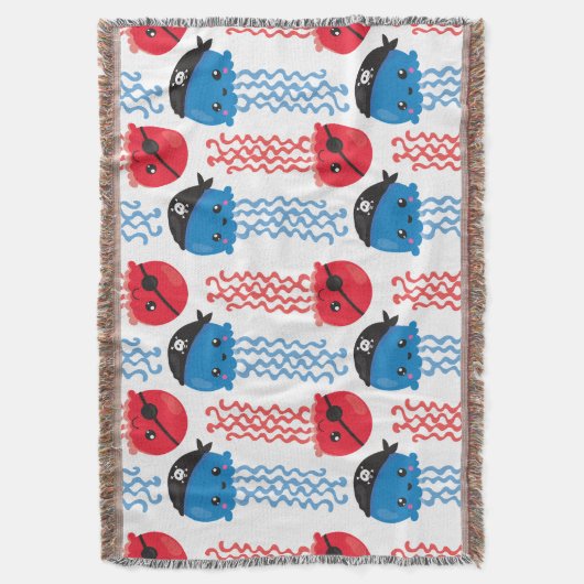 Pirate Jellyfish, kwallen Pattern, Zee Animals Deken (Voorkant Verticaal)