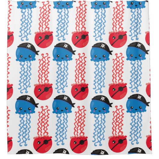 Pirate Jellyfish, kwallen Pattern, Zee Animals Douchegordijn (Voorkant)