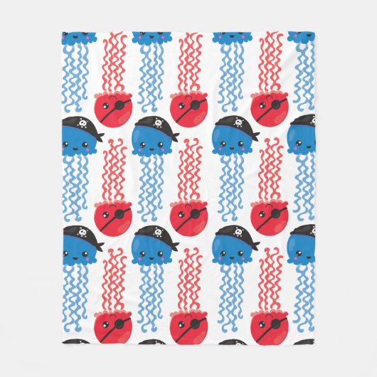 Pirate Jellyfish, kwallen Pattern, Zee Animals Fleece Deken (Voorkant)