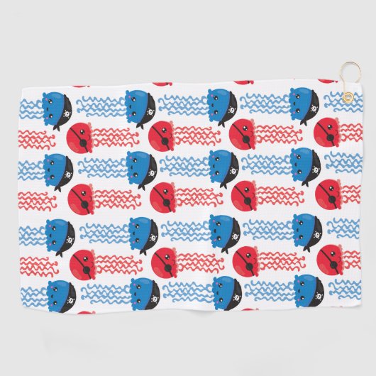 Pirate Jellyfish, kwallen Pattern, Zee Animals Golfhanddoek (Horizontaal)