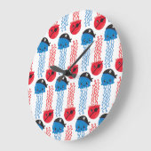Pirate Jellyfish, kwallen Pattern, Zee Animals Grote Klok (Hoek)