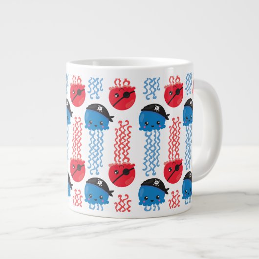Pirate Jellyfish, kwallen Pattern, Zee Animals Grote Koffiekop (Voorkant rechts)
