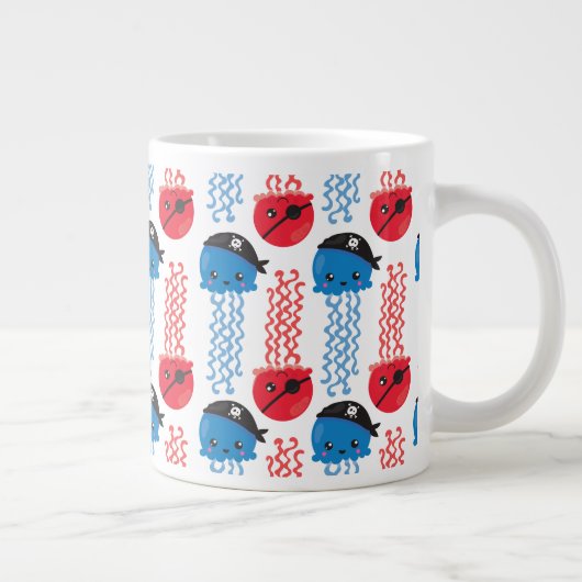Pirate Jellyfish, kwallen Pattern, Zee Animals Grote Koffiekop (Rechts)