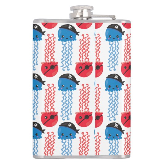 Pirate Jellyfish, kwallen Pattern, Zee Animals Heupfles (Achterkant)