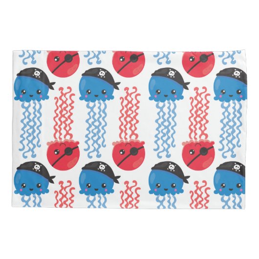 Pirate Jellyfish, kwallen Pattern, Zee Animals Kussensloop (Achterkant)