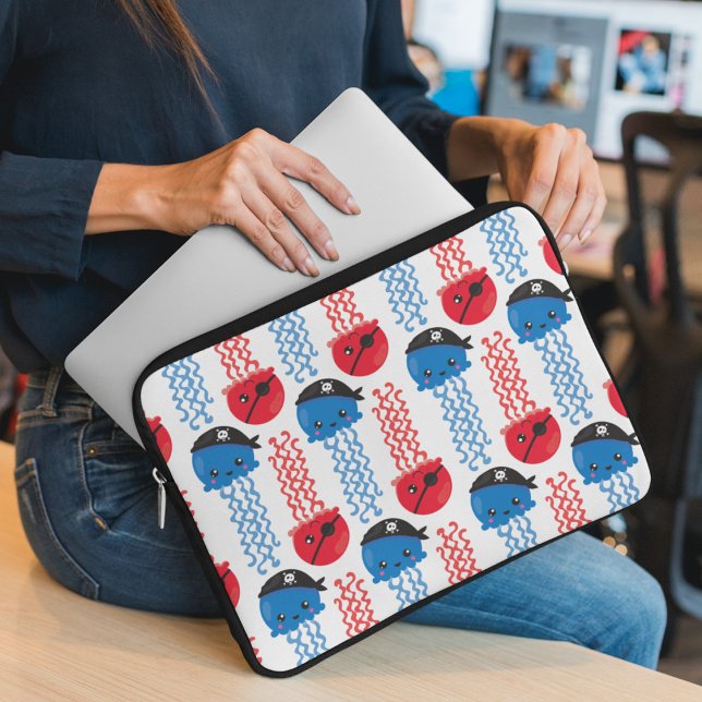 Pirate Jellyfish, kwallen Pattern, Zee Animals Laptop Sleeve (Creator heeft geüpload)