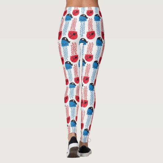 Pirate Jellyfish, kwallen Pattern, Zee Animals Leggings (Achterkant)