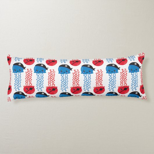 Pirate Jellyfish, kwallen Pattern, Zee Animals Lichaamskussen (Achterkant)