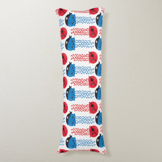 Pirate Jellyfish, kwallen Pattern, Zee Animals Lichaamskussen (Voorkant Verticaal)