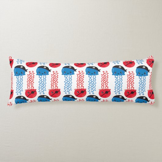 Pirate Jellyfish, kwallen Pattern, Zee Animals Lichaamskussen (Voorkant)